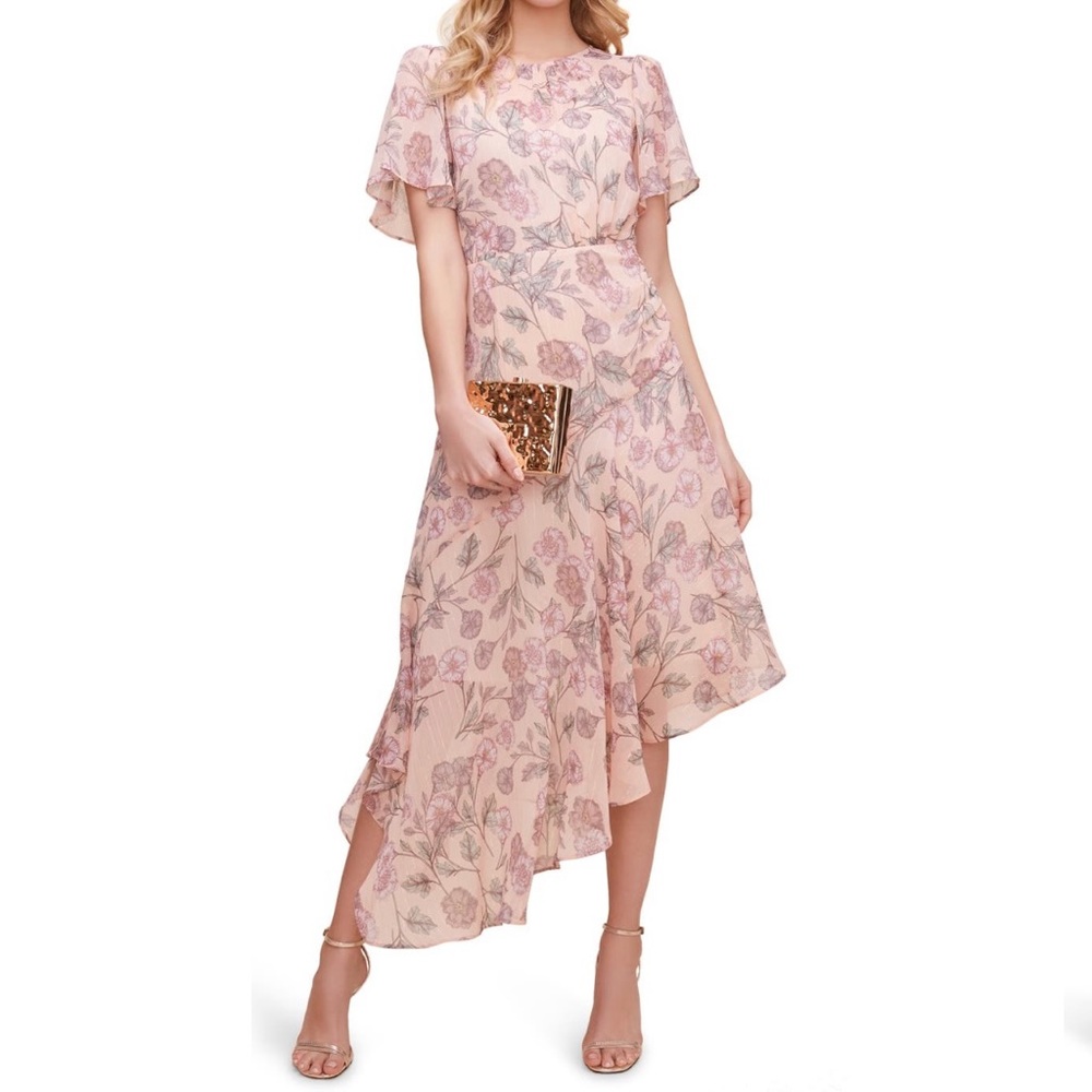 ASTR The Label Asymmetric Floral Print Dress